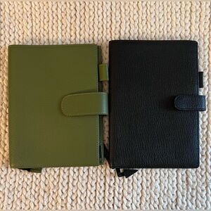 Modern + extra B6 pebble leather planner covers. EUC